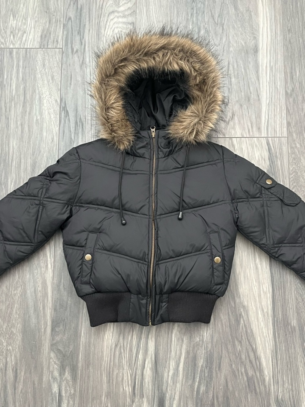 Puffer Jacket w/ Faux Fur Hood Trim
